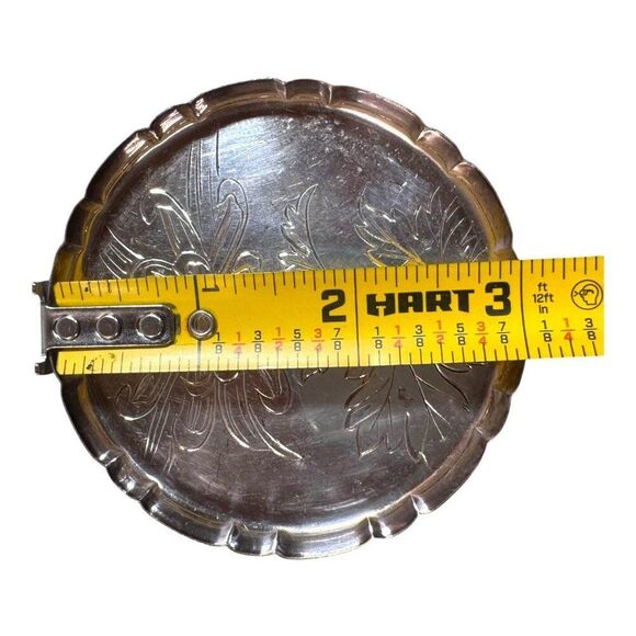 Antique Pair K Hattori Pure Silver Japan Floral Engraved Coasters 3" Lot 2 58g - Picture 5 of 6